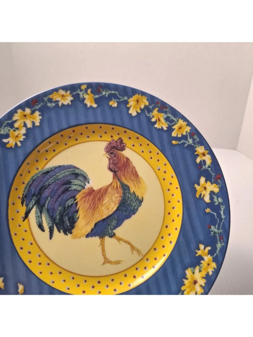 (3) FITZ & FLOYD CLASSIC CHOICES COQ DU VILLAGE ROOSTER PORTRAIT PLATES VINTAGE